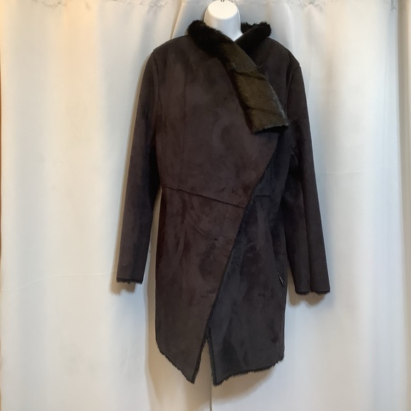 Giacomo Jacket Women’s Size Large Snaps Pockets Faux Suede Faux Fur Black - Picture 16 of 16